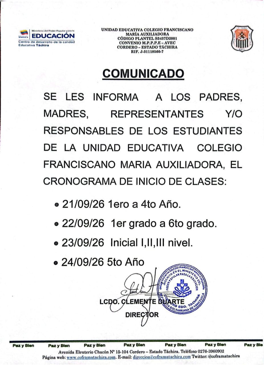 INICIO DE CLASES